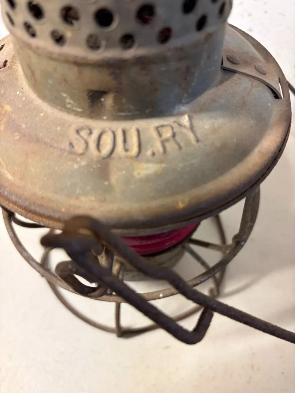 Antique Adlake SOU RY Red Globe Railroad Lantern Lamp